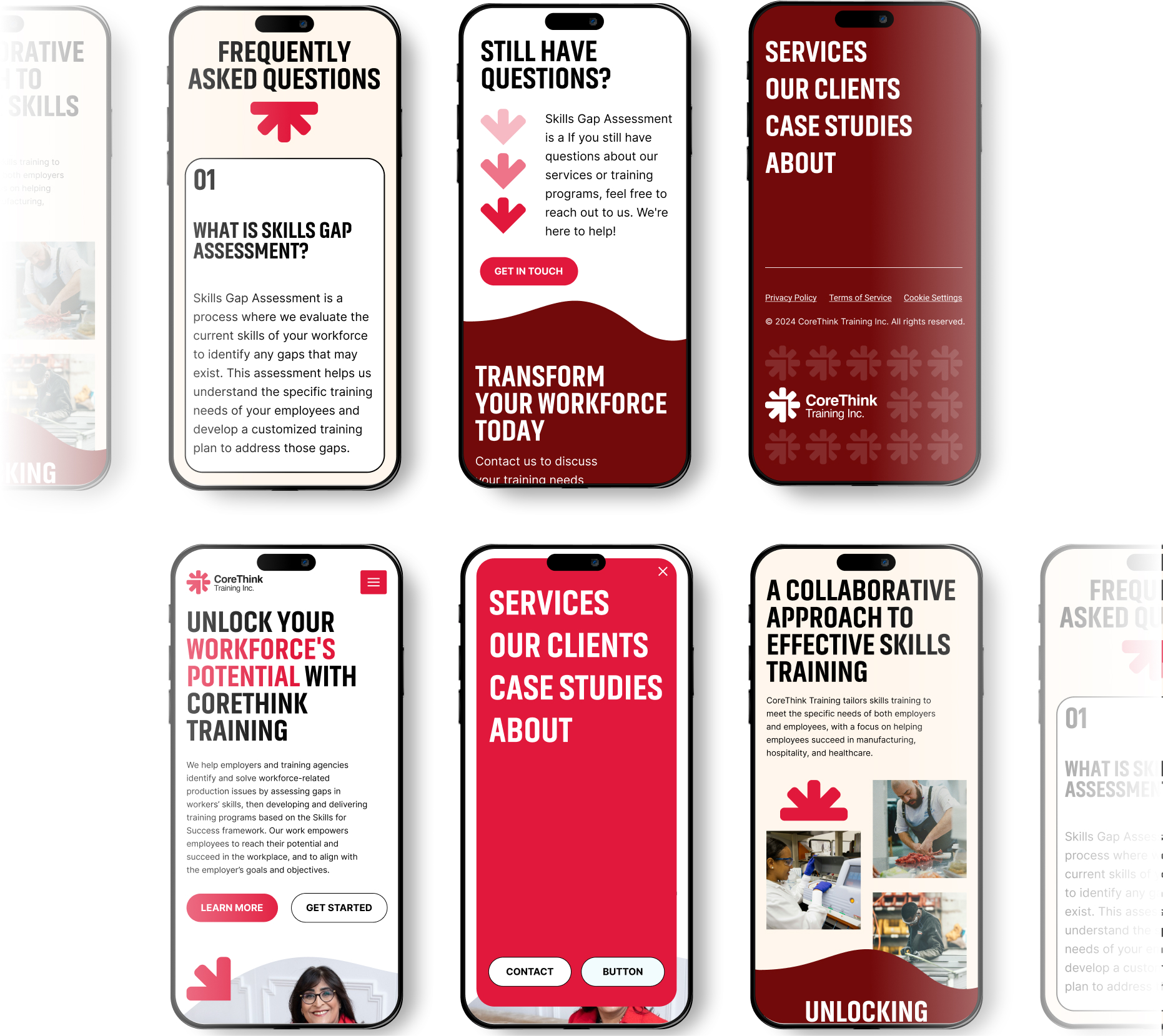 CoreThink Training mobile mockups