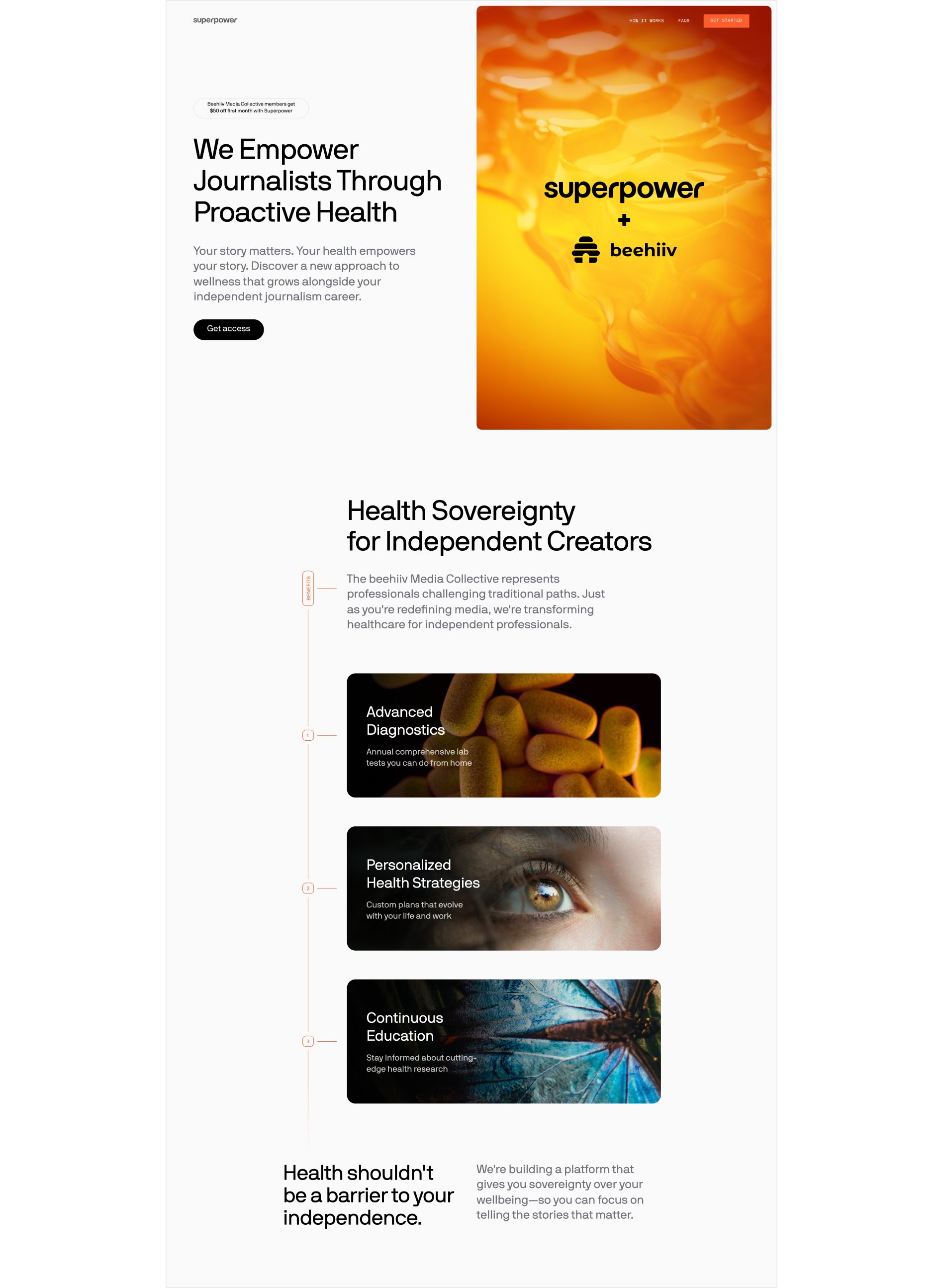 Superpower landing page design